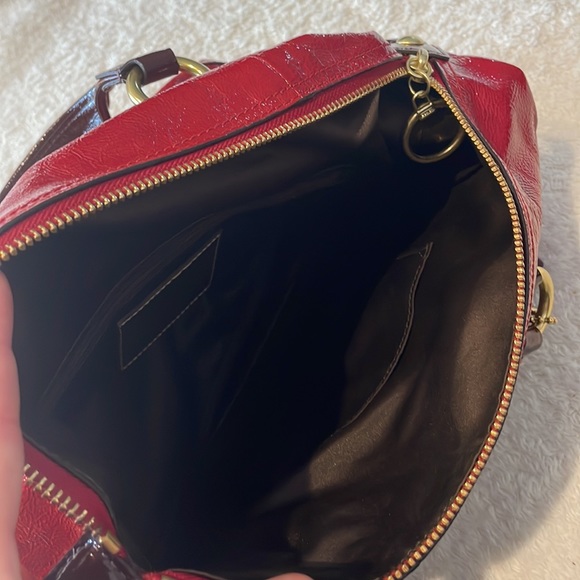 Coach Poppy Patent Leather Sachel Handbag 15868 Red - Picture 4 of 9